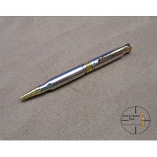 308 Nickel Plated Bullet Pen Gold wth Fancy Clip